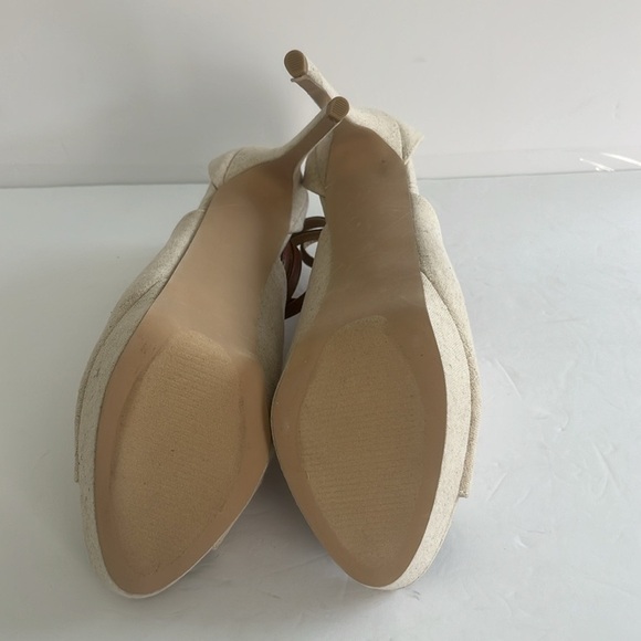 Shoe Dazzle Women Cream Tan Stiletto Platform Mazie Heeled Sandal Shoes Size 10 - Picture 12 of 12